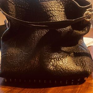 Alexander Wang Textured Black Shoulder Bag with Silver Accents